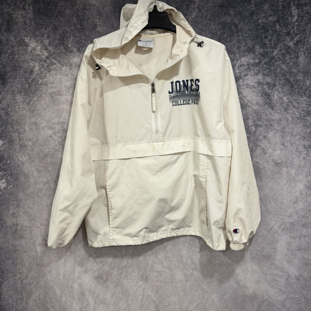 Champion Jones College Prep Men's M White Quarter Zip Hooded Windbreaker Jacket